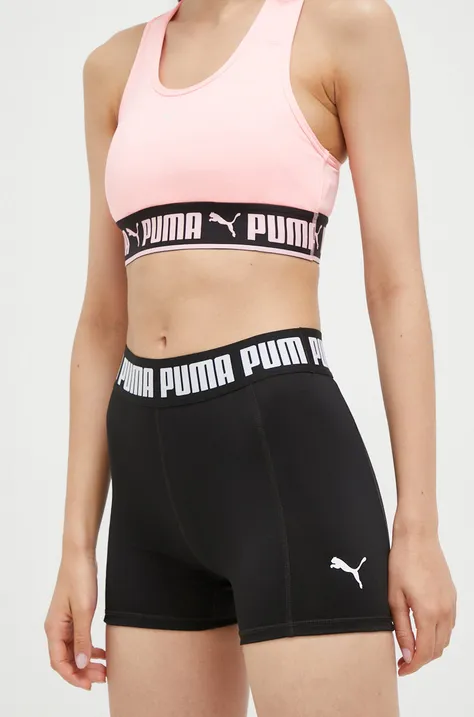 Tréningové šortky Puma Strong čierna farba, s potlačou, vysoký pás