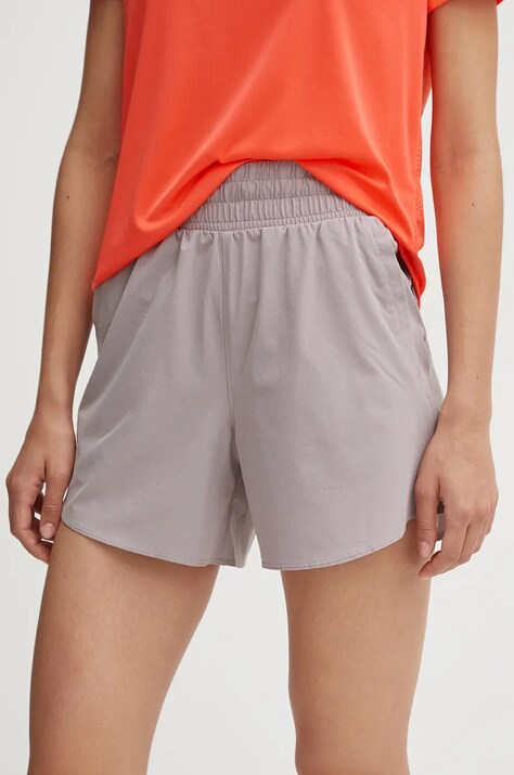 Under Armour pantaloni scurți de antrenament Flex culoarea bej, neted, high waist