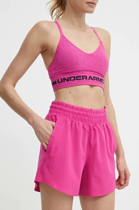 Under Armour pantaloni scurți de antrenament Flex culoarea roz, neted, high waist