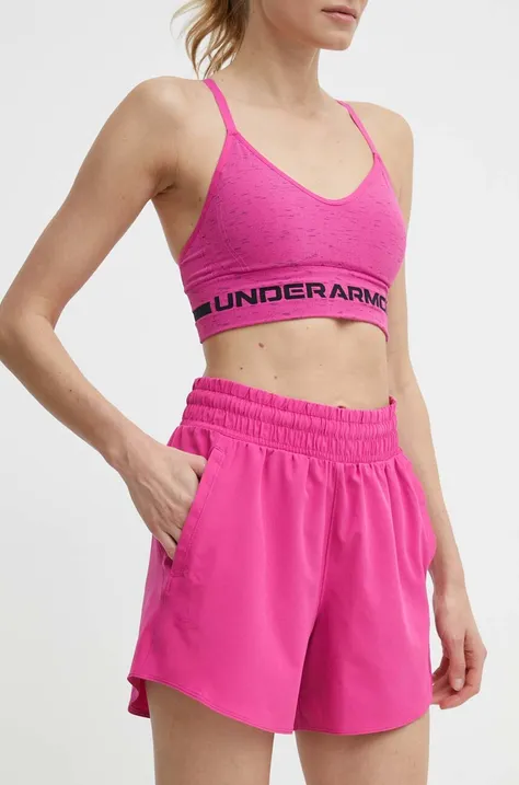 Under Armour szorty treningowe Flex kolor różowy gładkie high waist 1376933