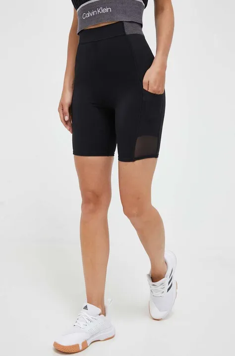 Calvin Klein Performance szorty treningowe kolor czarny z aplikacją high waist