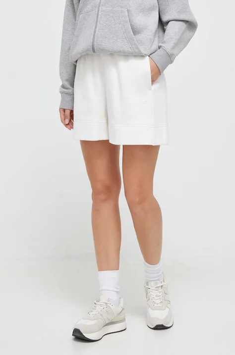 adidas Originals szorty damskie kolor biały gładkie high waist