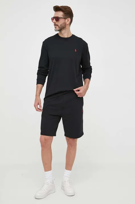 Kratke hlače Polo Ralph Lauren za muškarce, boja: crna