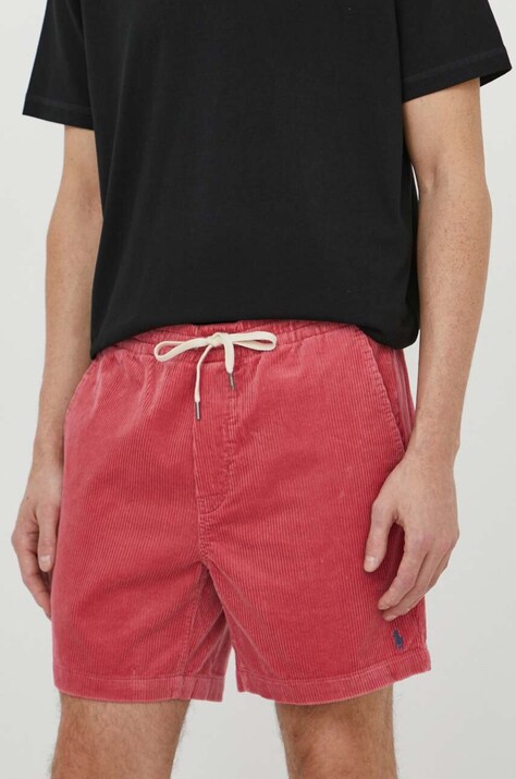 Polo Ralph Lauren pantaloni scurți din velur culoarea roșu 710800214