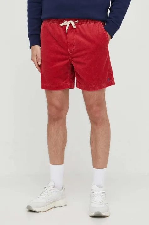 Kratke hlače od samta Polo Ralph Lauren boja: crvena