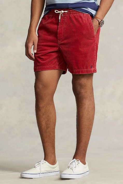 Polo Ralph Lauren pantaloni scurți din velur culoarea roșu, 710800214