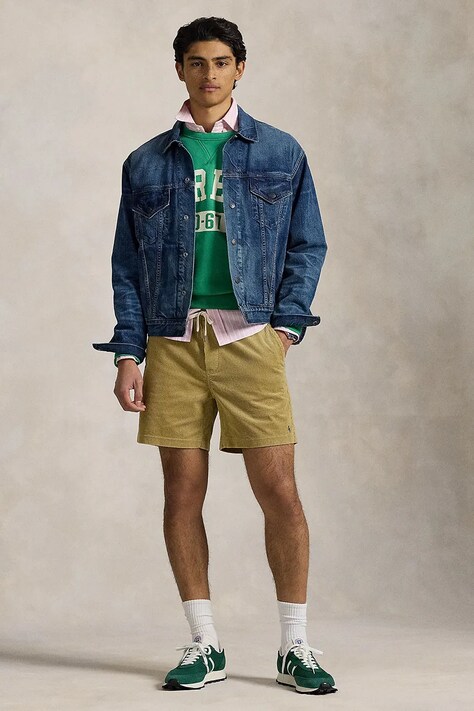Manšestrové šortky Polo Ralph Lauren tmavomodrá barva, 710800214