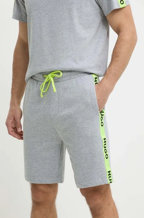Homewear pamučne kratke hlače HUGO boja: siva