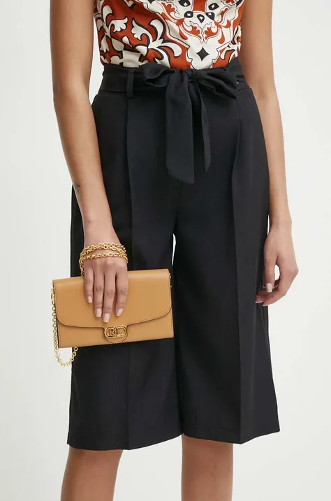 Kožená listová kabelka Lauren Ralph Lauren béžová farba
