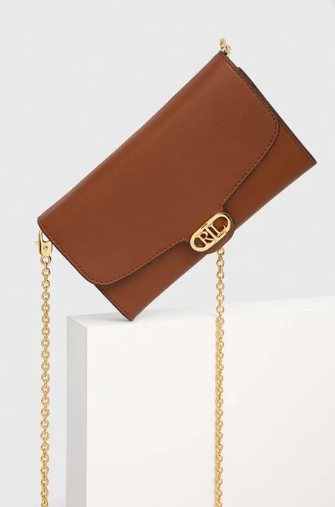 Шкіряна сумка Lauren Ralph Lauren колір коричневий 431902100