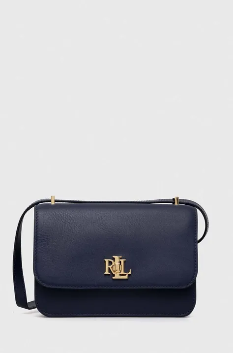 Шкіряна сумочка Lauren Ralph Lauren колір синій