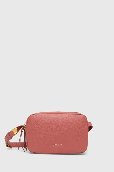 Kožená kabelka Coccinelle červená barva
