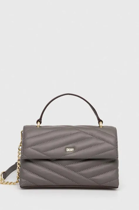 Δερμάτινη τσάντα DKNY χρώμα: γκρι