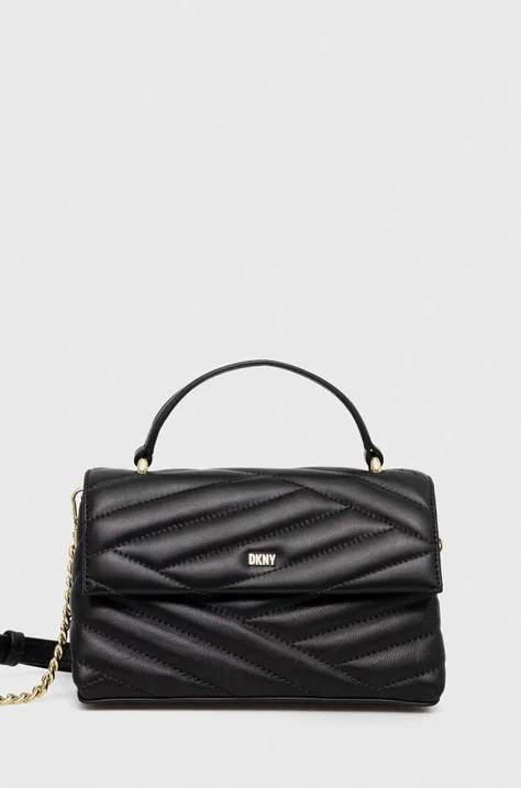 Δερμάτινη τσάντα Dkny χρώμα: μαύρο
