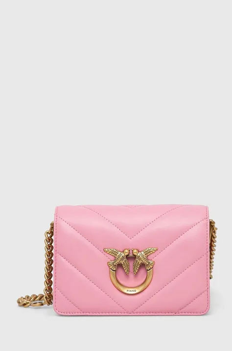 Kožená kabelka Pinko ružová farba, 100067.A136