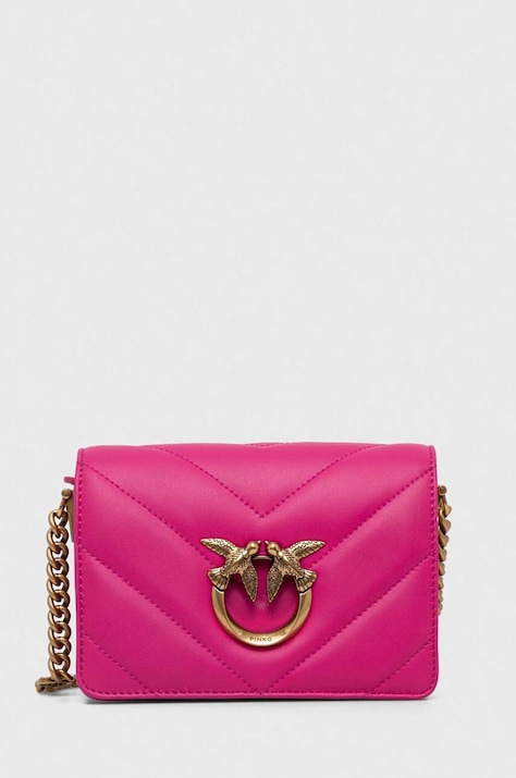 Кожаная сумочка Pinko цвет розовый