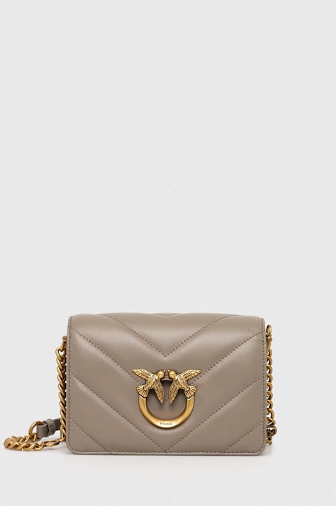 Pinko poseta de piele culoarea gri, 100067 A136