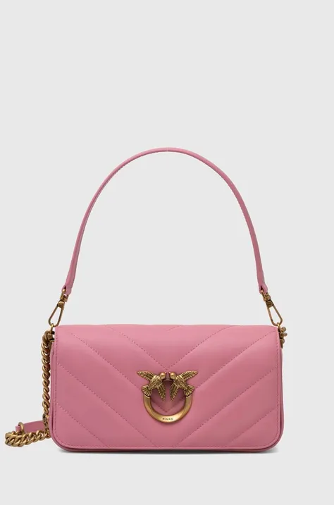 Kožená kabelka Pinko ružová farba, 100068.A136