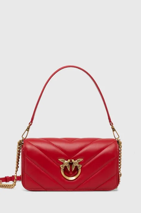 Kožená kabelka Pinko červená farba, 100068.A136
