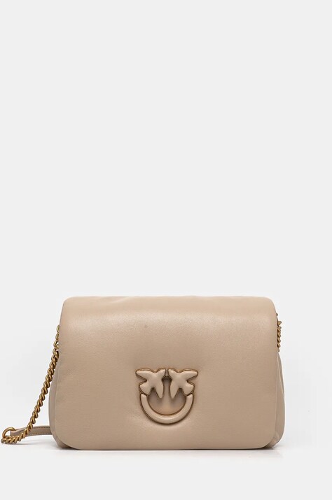 Шкіряна сумочка Pinko колір бежевий