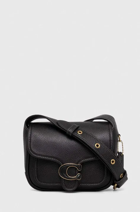 Usnjena torbica Coach črna barva