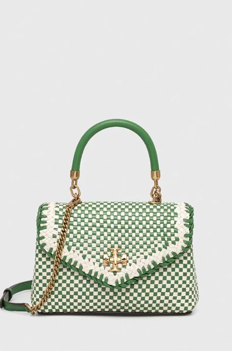 Δερμάτινη τσάντα Tory Burch χρώμα: πράσινο