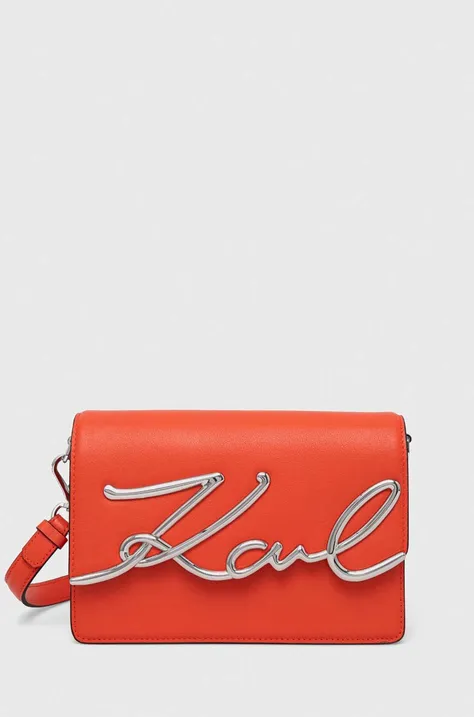 Δερμάτινη τσάντα Karl Lagerfeld χρώμα: κόκκινο