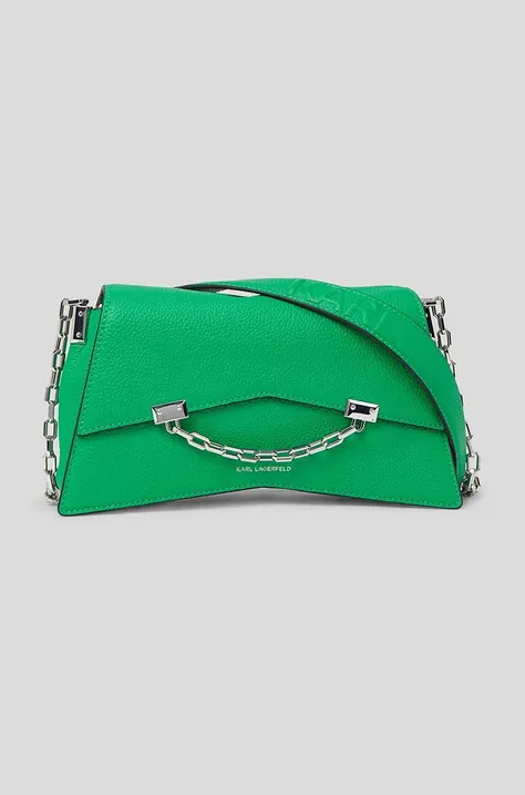 Δερμάτινη τσάντα Karl Lagerfeld χρώμα: πράσινο