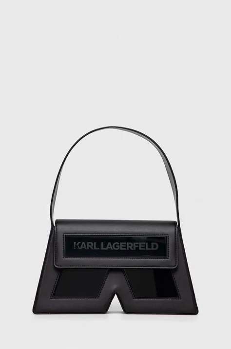 Karl Lagerfeld torebka skórzana ICON K SHB LEATHER kolor czarny