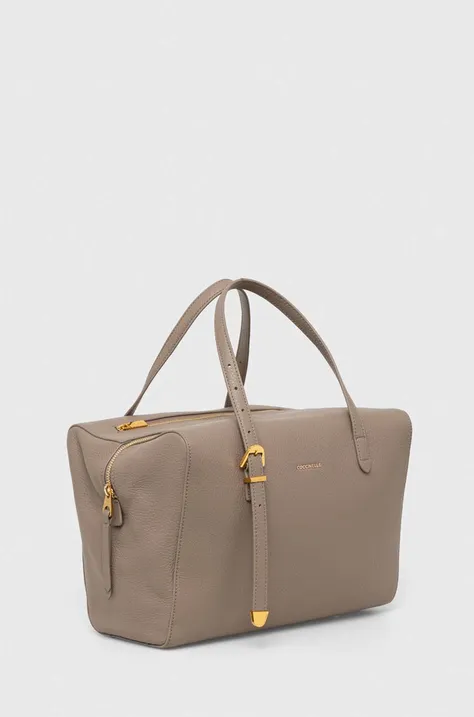 Usnjena torbica Coccinelle siva barva