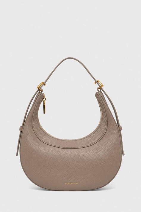 Coccinelle torebka skórzana kolor beżowy