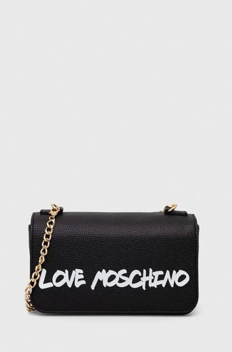 Usnjena torbica Love Moschino črna barva