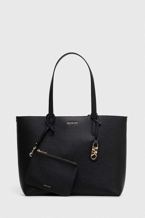 Oboustranná kožená kabelka MICHAEL Michael Kors černá barva
