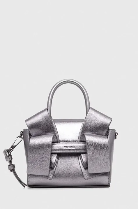 Шкіряна сумочка Pinko колір срібний