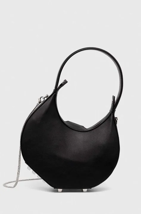 Usnjena torbica Patrizia Pepe črna barva