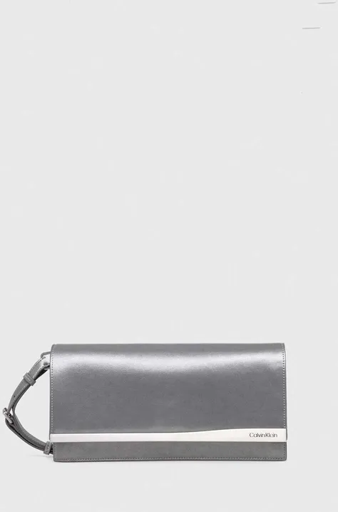 Večerna torbica Calvin Klein srebrna barva