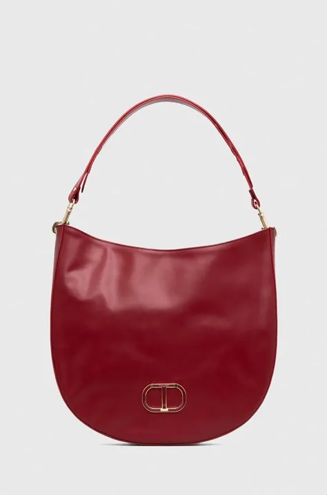 Шкіряна сумочка Twinset колір бордовий