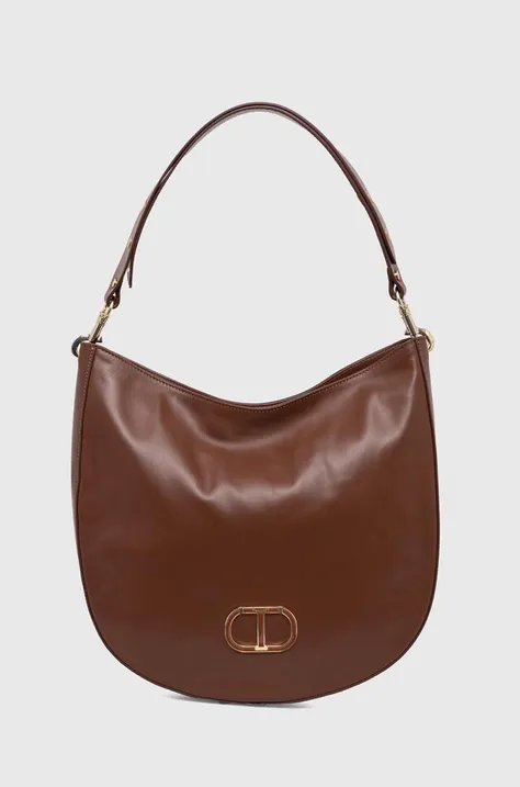 Шкіряна сумочка Twinset колір коричневий