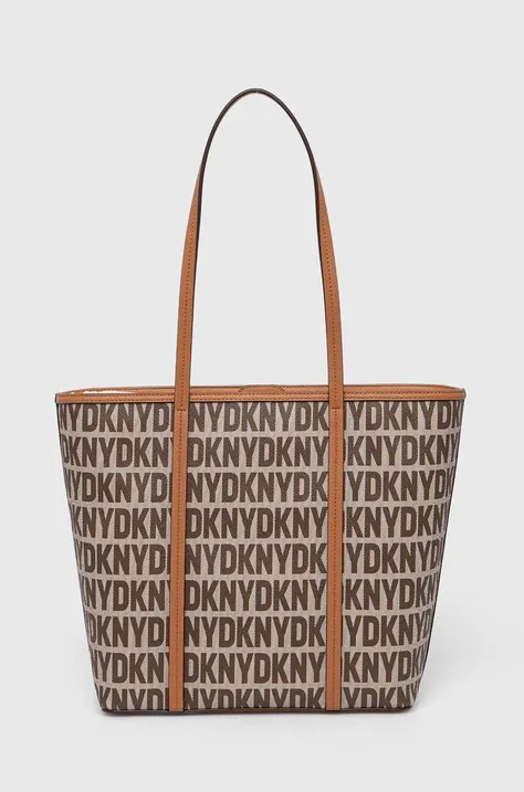 Τσάντα Dkny χρώμα: καφέ