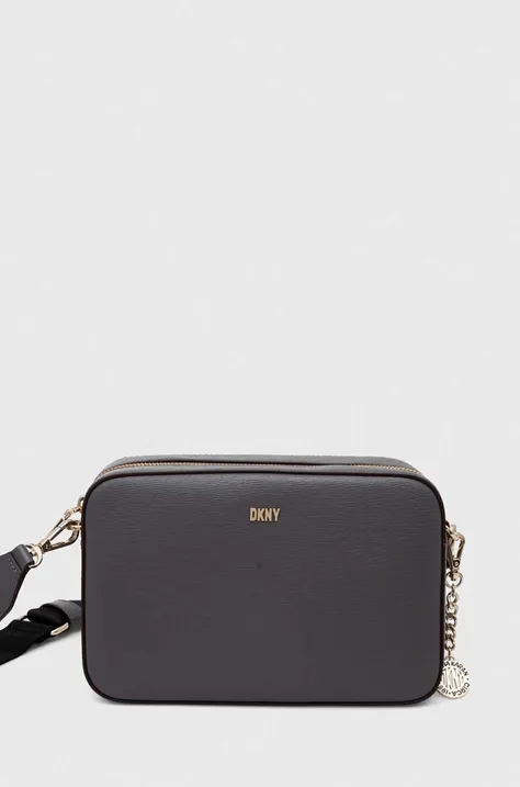 Δερμάτινη τσάντα DKNY χρώμα: γκρι