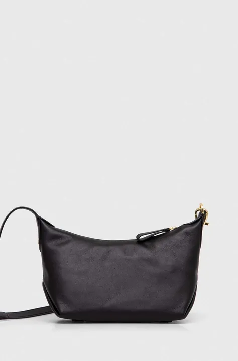 Kožená kabelka Lauren Ralph Lauren čierna farba