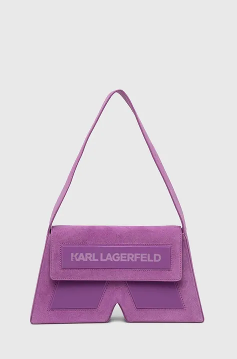 Semišová kabelka Karl Lagerfeld fialová farba