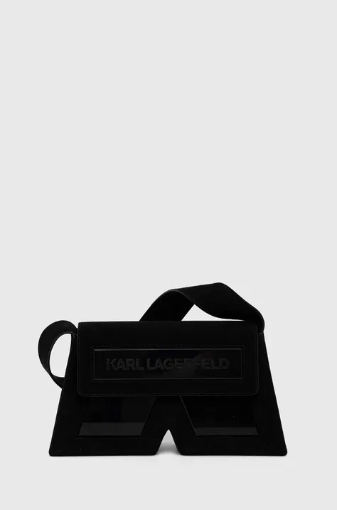 Велурена чанта Karl Lagerfeld в лилаво