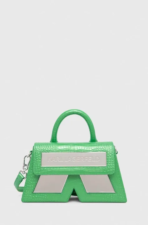 Δερμάτινη τσάντα Karl Lagerfeld χρώμα: πράσινο