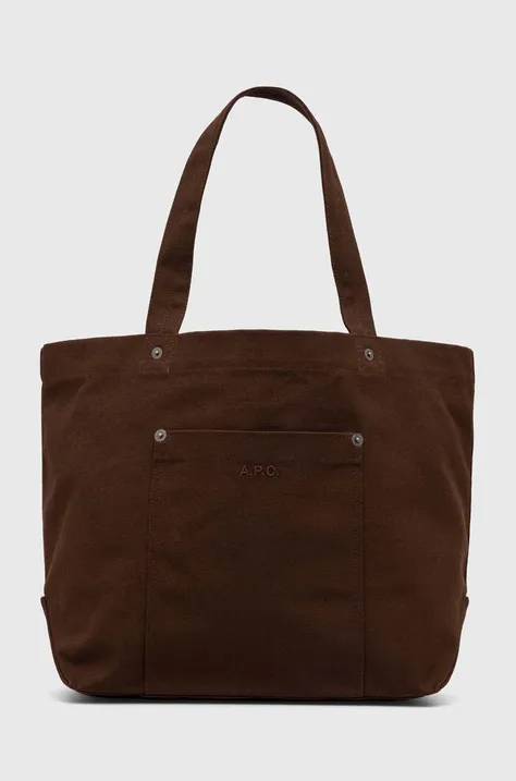 Βαμβακερή τσάντα A.P.C. χρώμα: καφέ