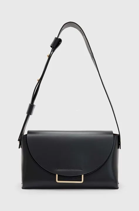 Kožená kabelka AllSaints Celeste čierna farba