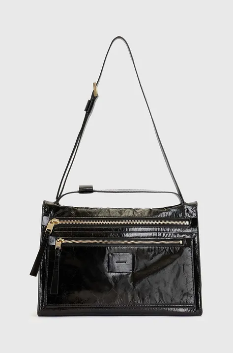 Kožená kabelka AllSaints Renee čierna farba