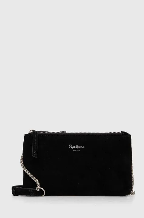 Τσάντα σουέτ Pepe Jeans χρώμα: μαύρο