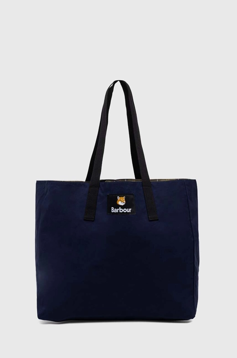 Чанта Barbour Barobour x Maison Kitsune Reversible Tote Bag в тъмносиньо UBA0692