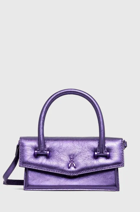 Δερμάτινη τσάντα Patrizia Pepe χρώμα: μοβ